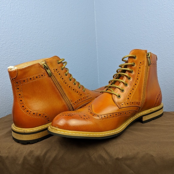 Mens "Bruno" Tan Ankle Boots/Oxfords - Picture 4 of 5